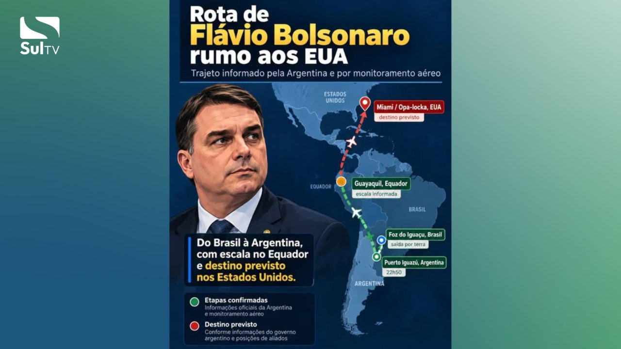 Argentina confirma passagem de Flávio Bolsonaro pelo Equador rumo aos EUA
