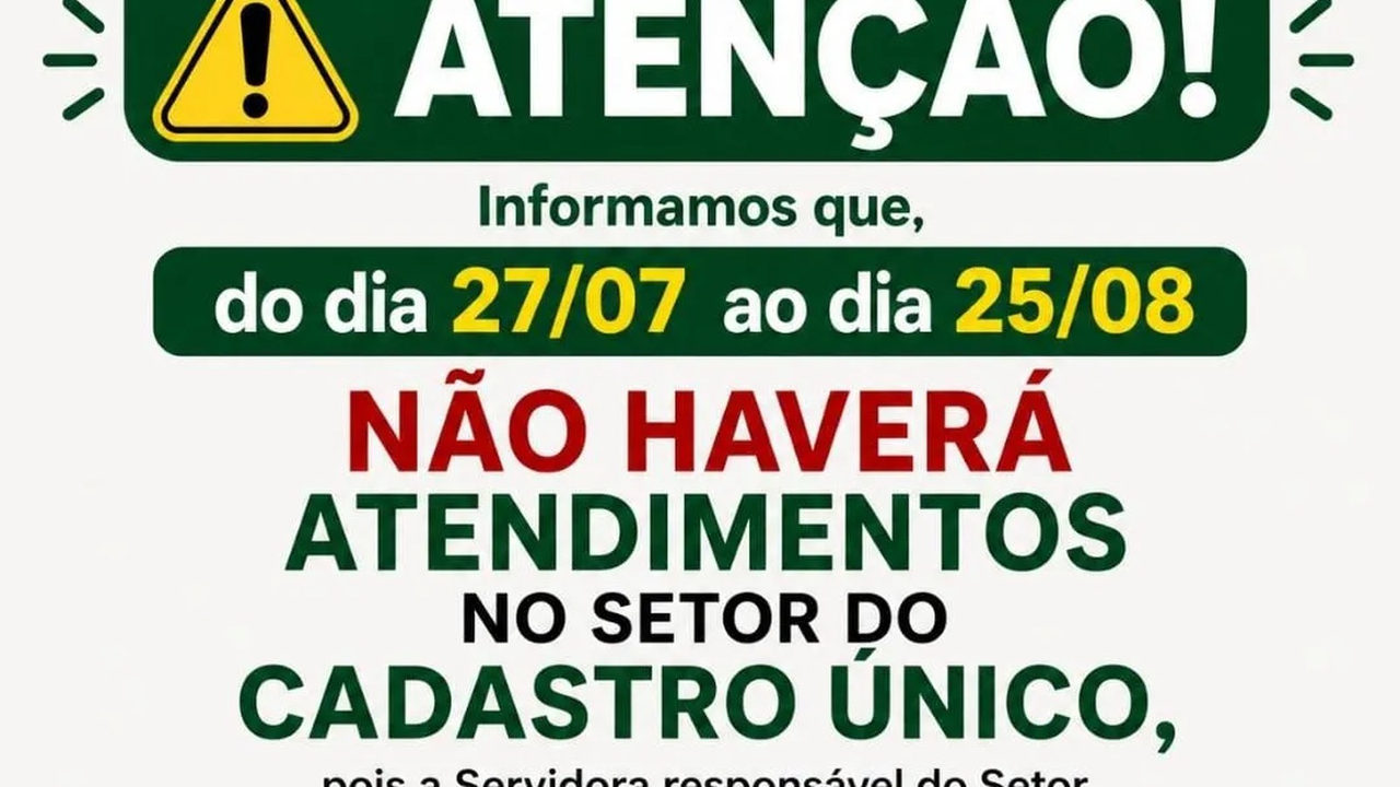 Cadastro Único: atendimento suspenso em Sertão Santana até 25/08