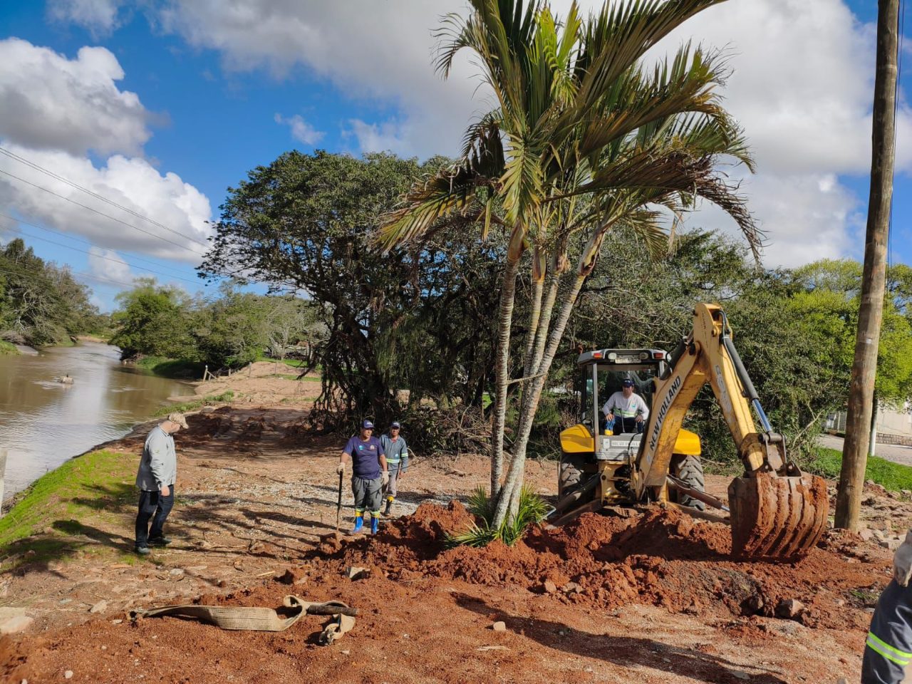 Camaquã transplanta palmeira e planta mudas nativas às margens do Arroio Duro