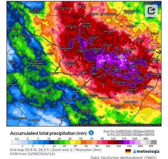 Chuva volumosa coloca Sul do RS em alerta de enchentes nos próximos dias