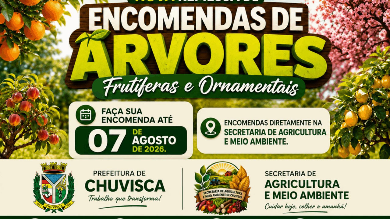 Chuvisca abre encomendas de mudas frutíferas até 7 de agosto
