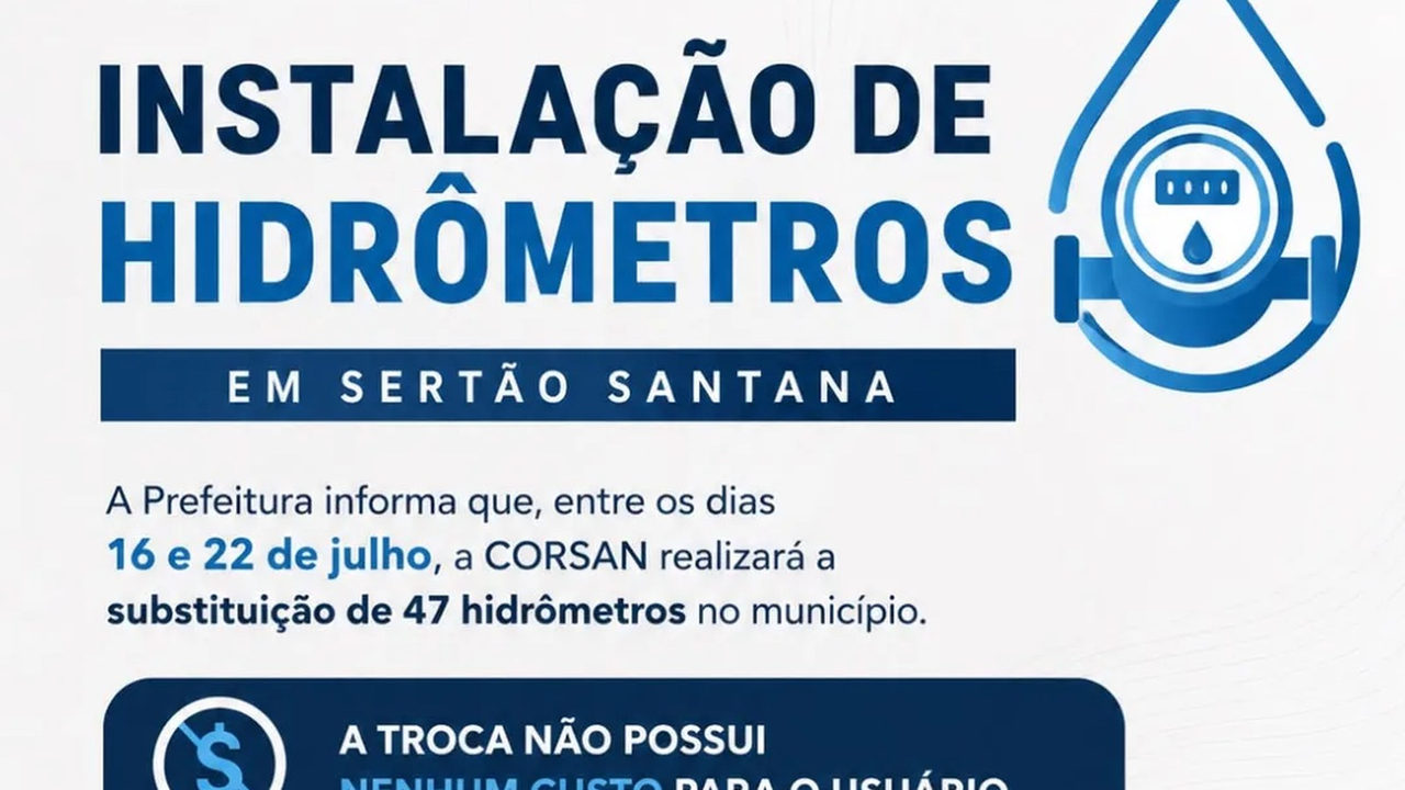 CORSAN troca 47 hidrômetros em Sertão Santana até dia 22