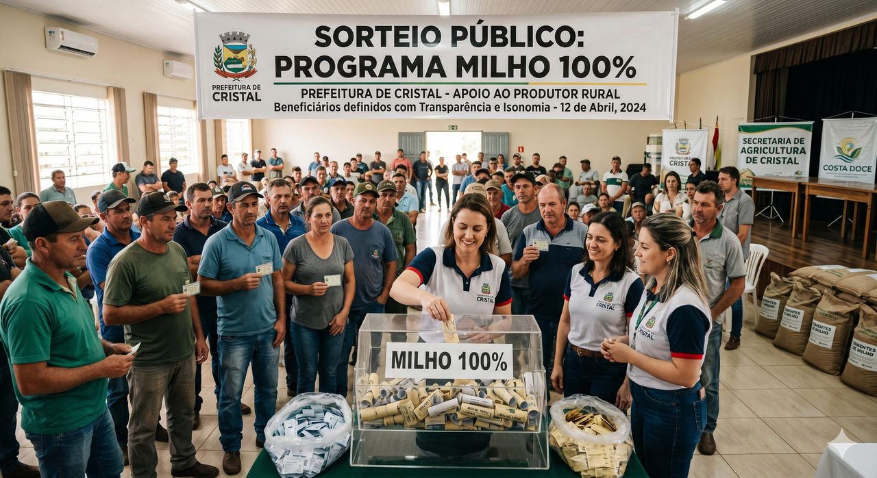 Cristal sorteia beneficiários do Programa Milho 100% após alta procura