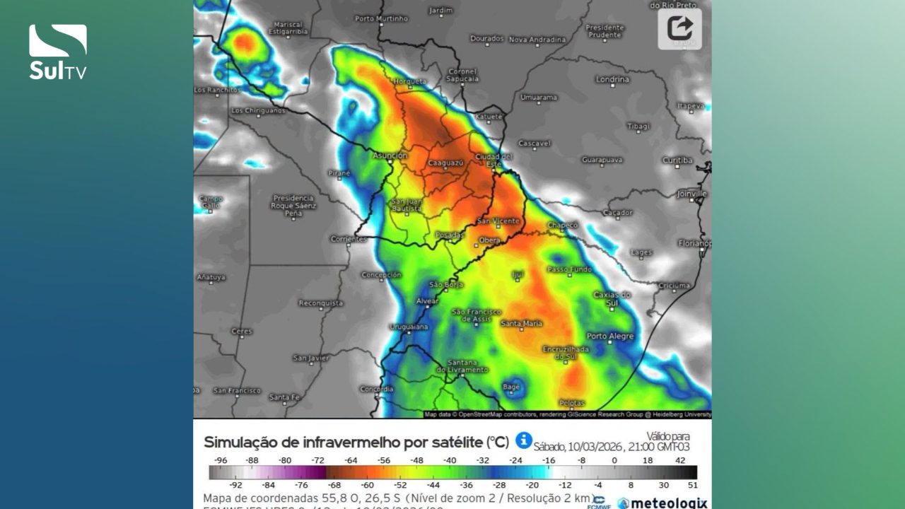 Frente fria traz tempestades e chuva volumosa ao RS a partir deste sábado (02)