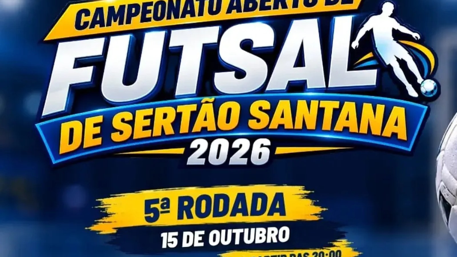 Partida de futsal amador em quadra coberta, disputa de rodada do campeonato em Sertão Santana