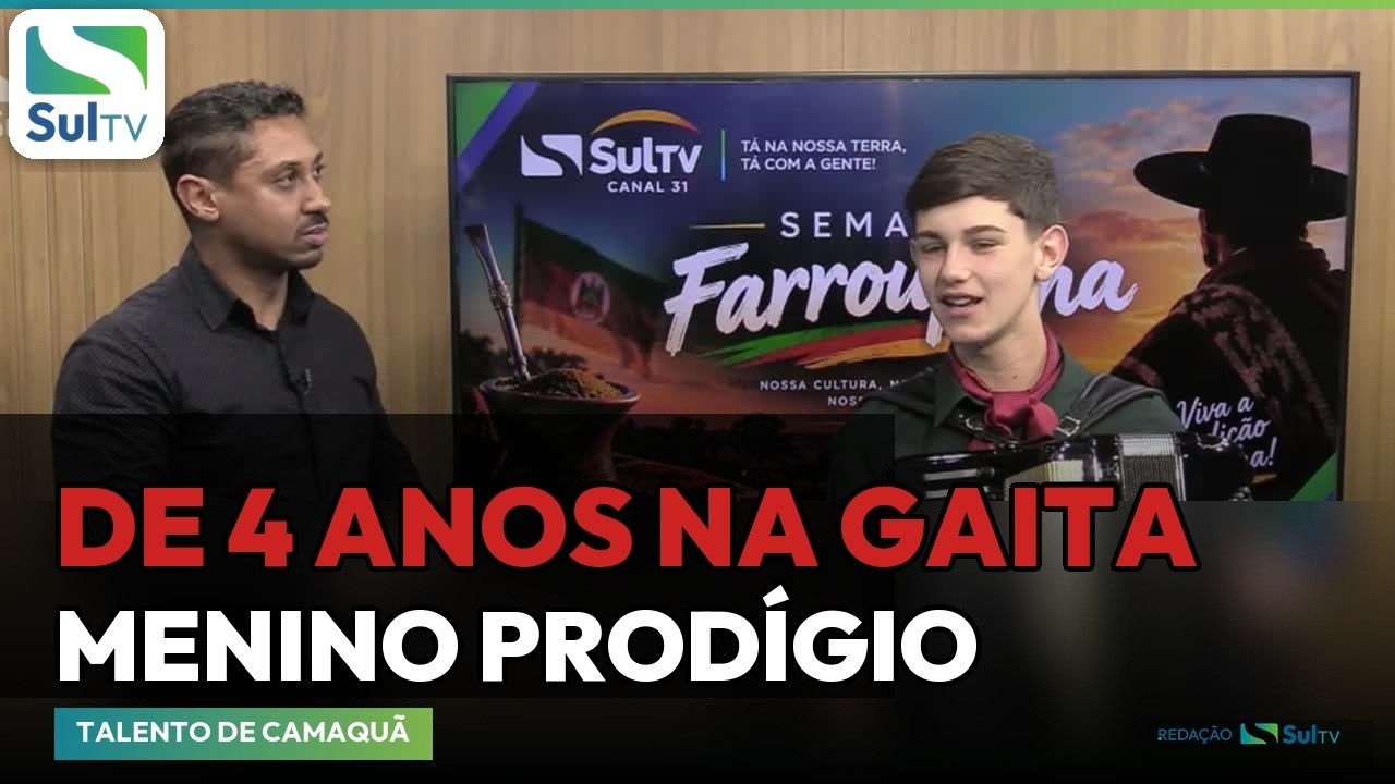 Gaiteiro de 14 anos que começou a tocar aos 4 é destaque da Semana Farroupilha em Camaquã