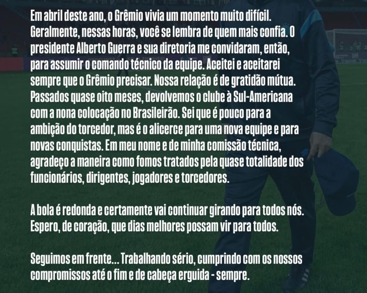 Mano Menezes avalia sua passagem no Grêmio e confirma saída após classificar a equipe para a Copa Sul-Americana de 2026