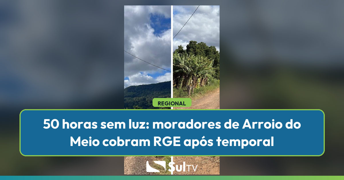 Moradores improvisam segurança de poste há 50 horas sem resposta da RGE em Arroio do Meio