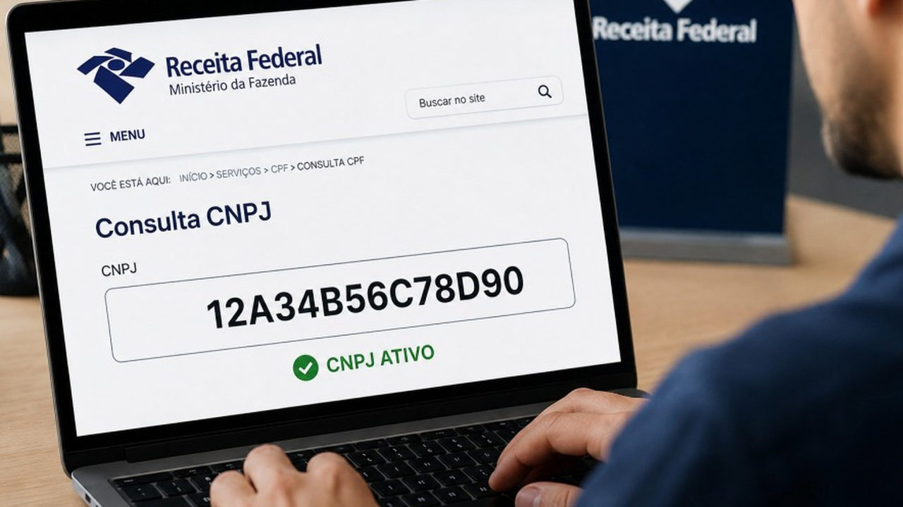 Empreendedor confere o CNPJ da empresa em documento, símbolo da mudança no cadastro nacional.