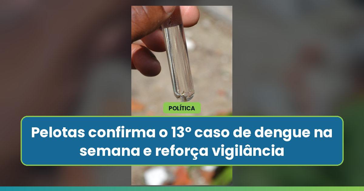 Pelotas confirma 13º caso de dengue na semana e reforça vigilância contra o Aedes aegypti