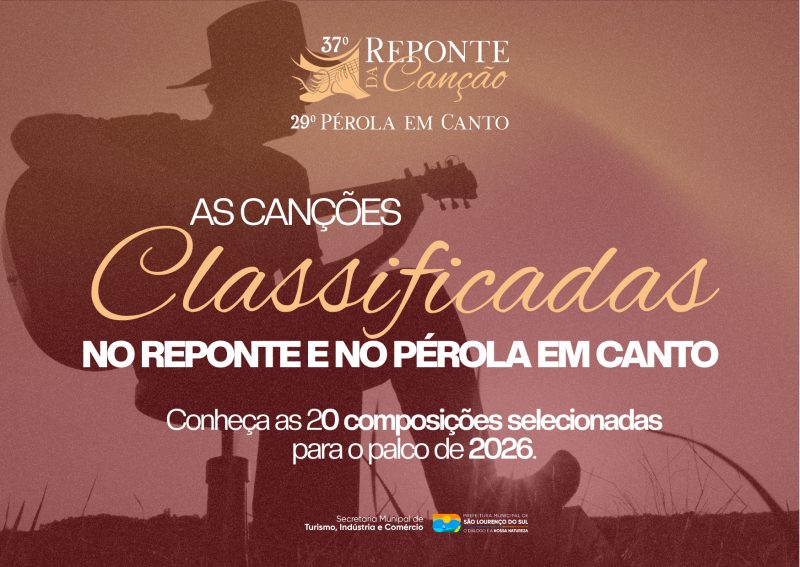 Festivais Reponte da Canção e Pérola em Canto ocorrem em novembro em São Lourenço do Sul