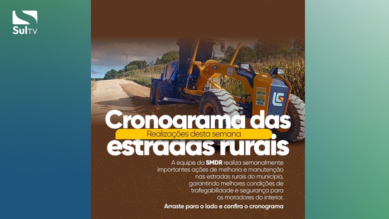 Serviços de manutenção nas estradas rurais de São Lourenço do Sul seguem durante a semana