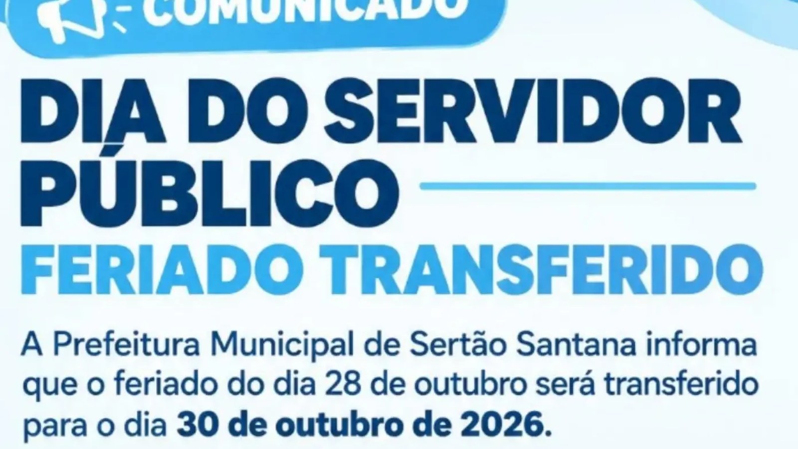Sertão Santana decreta ponto facultativo em 30/10