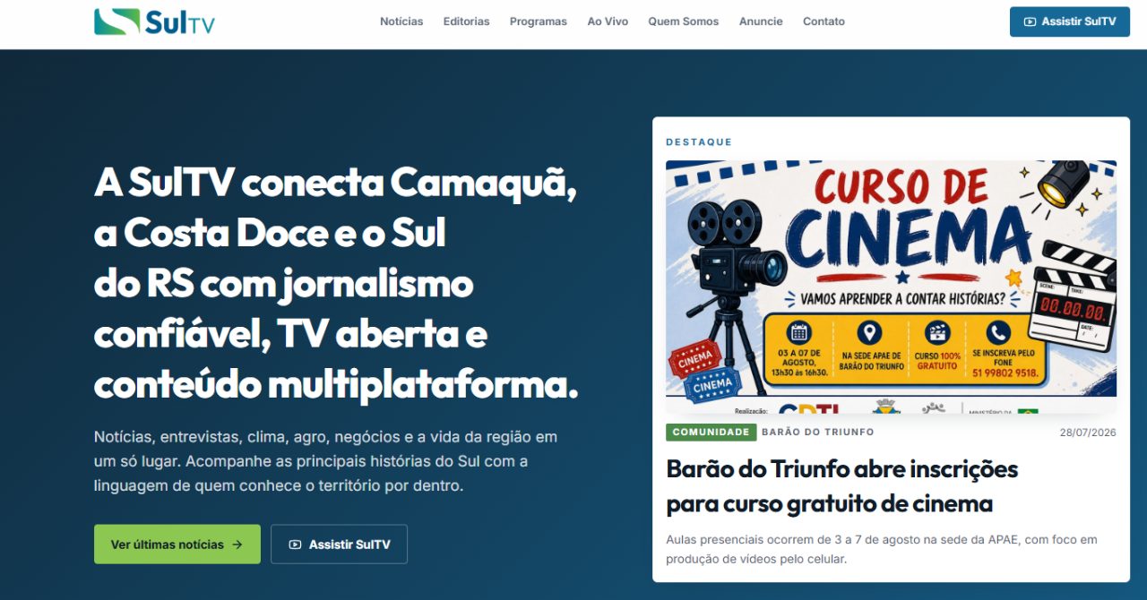 SulTV estreia novo portal de notícias mais moderno e dinâmico