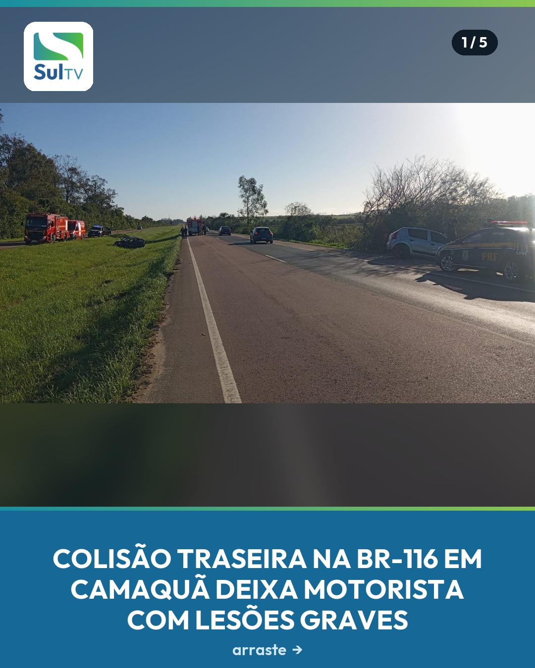 Fiat Uno capotou no canteiro central após ser atingido por trás; condutor do Sandero recusou o bafômetro