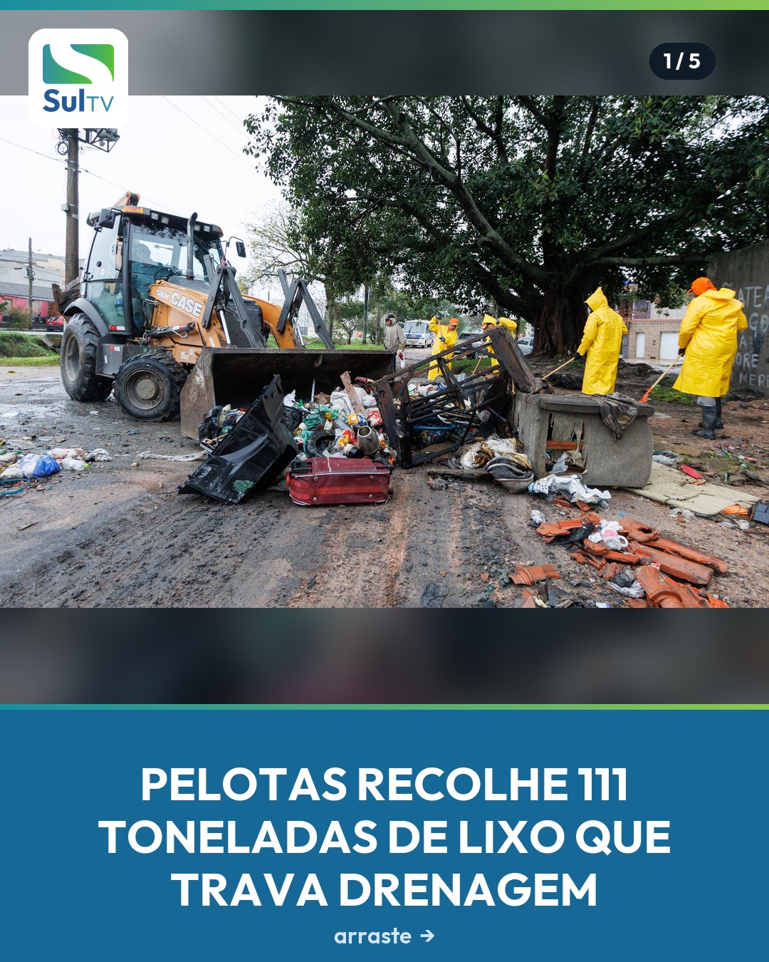 111 toneladas de lixo tiradas de canais em um só mutirão — e o problema é diário em Pelotas.