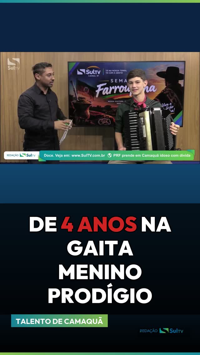 Aos 4 anos já tocava gaita: o prodígio de Camaquã