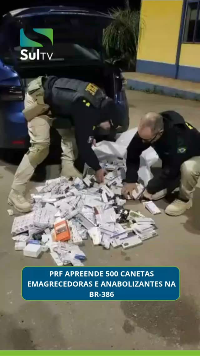 Uma abordagem da PRF na BR-386, em Sarandi, terminou com a apreensão de cerca de 500 unidades de canetas emagrecedoras …