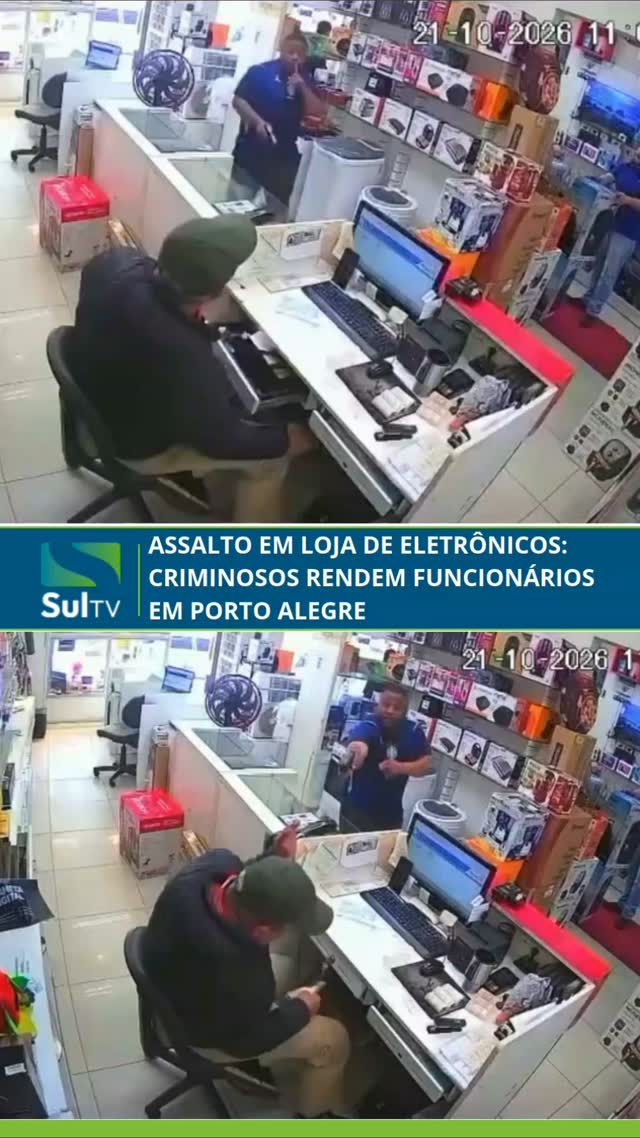 Uma loja de eletrônicos foi assaltada nesta quarta-feira, na Avenida Assis Brasil, em Porto Alegre. Durante a ação, cri…