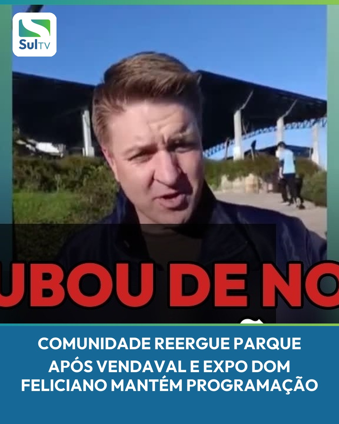 Prefeito Tiago Szortyka se emocionou ao contar a madrugada de mutirão que remontou o pavilhão de comércio derrubado pel…