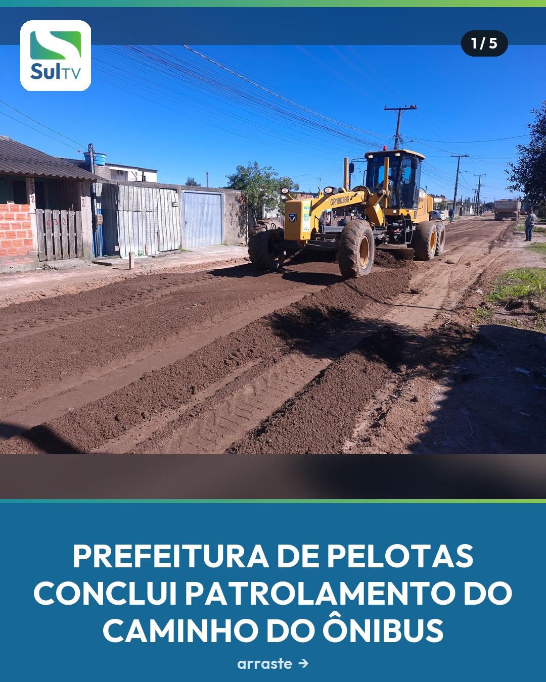 Depois de mais de 30 dias com o solo encharcado demais para as máquinas, a Prefeitura de Pelotas retomou o patrolamento…