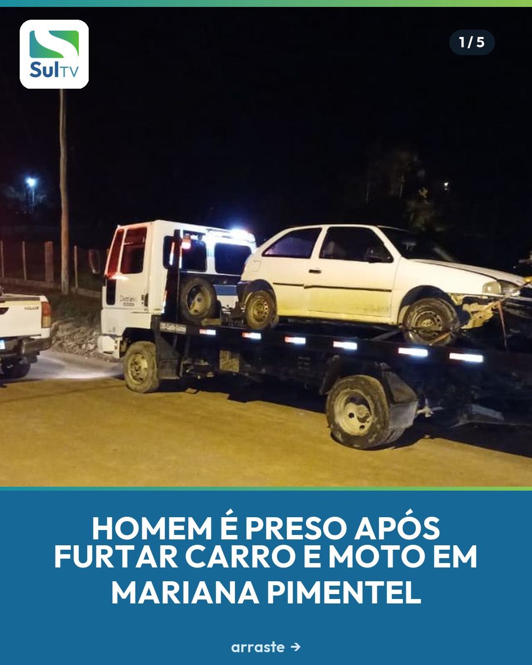 Um furto de veículo em Mariana Pimentel terminou com o suspeito preso poucas horas depois, a apenas 4 km do centro da c…